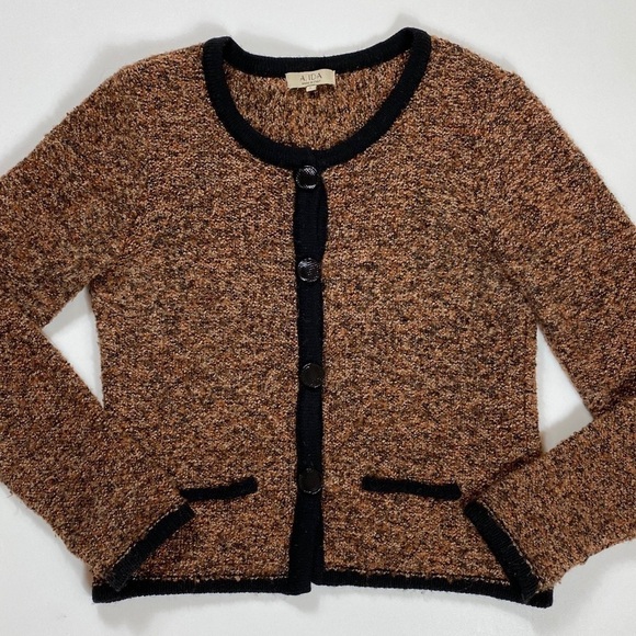A. IDA Button Up Cardigan Sweater Brown Wool Blend - Picture 1 of 8